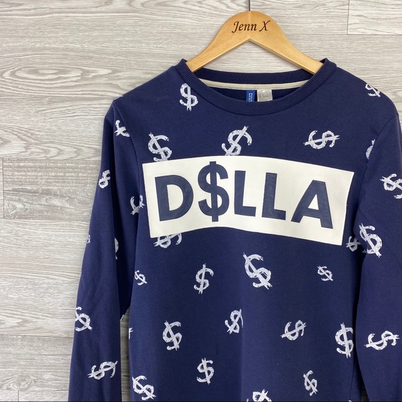 H&M Divided Dark Blue Dolla$ Pull Over Sweater - Picture 2 of 6